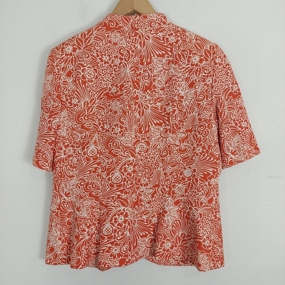 Lily & Taylor Short Sleeve Suit 3 Piece, Jacket, Top, Skirt, Orange Floral Sz 10 - Picture 11 of 15
